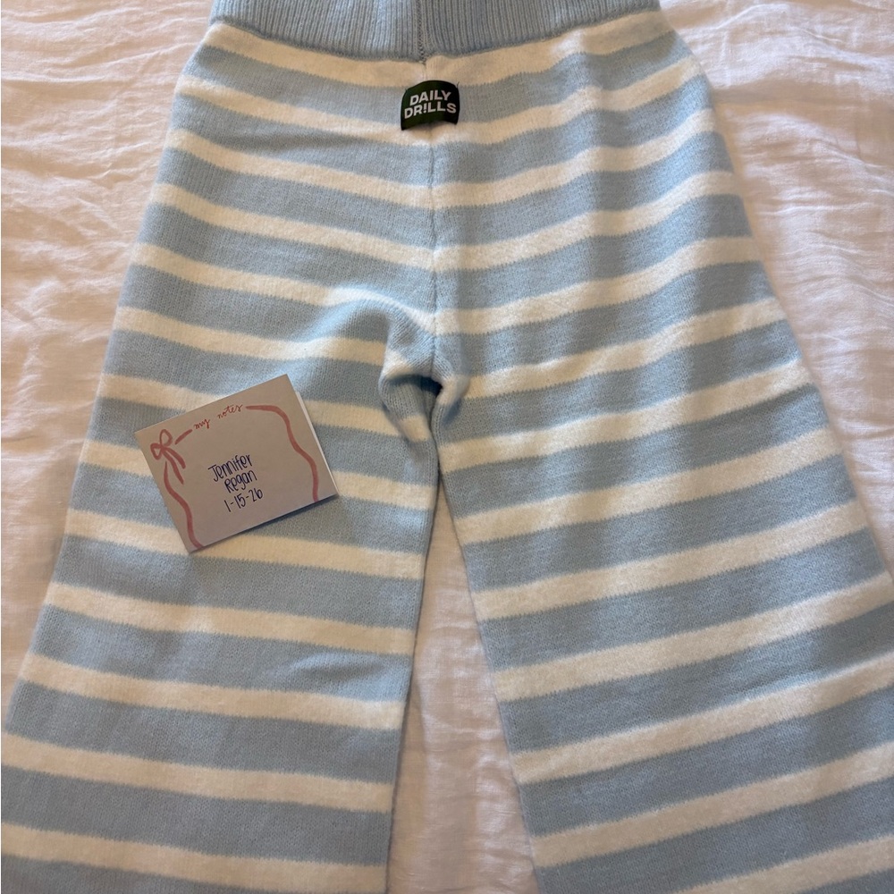 Daily Drills Blue and White Striped Sweater Pants